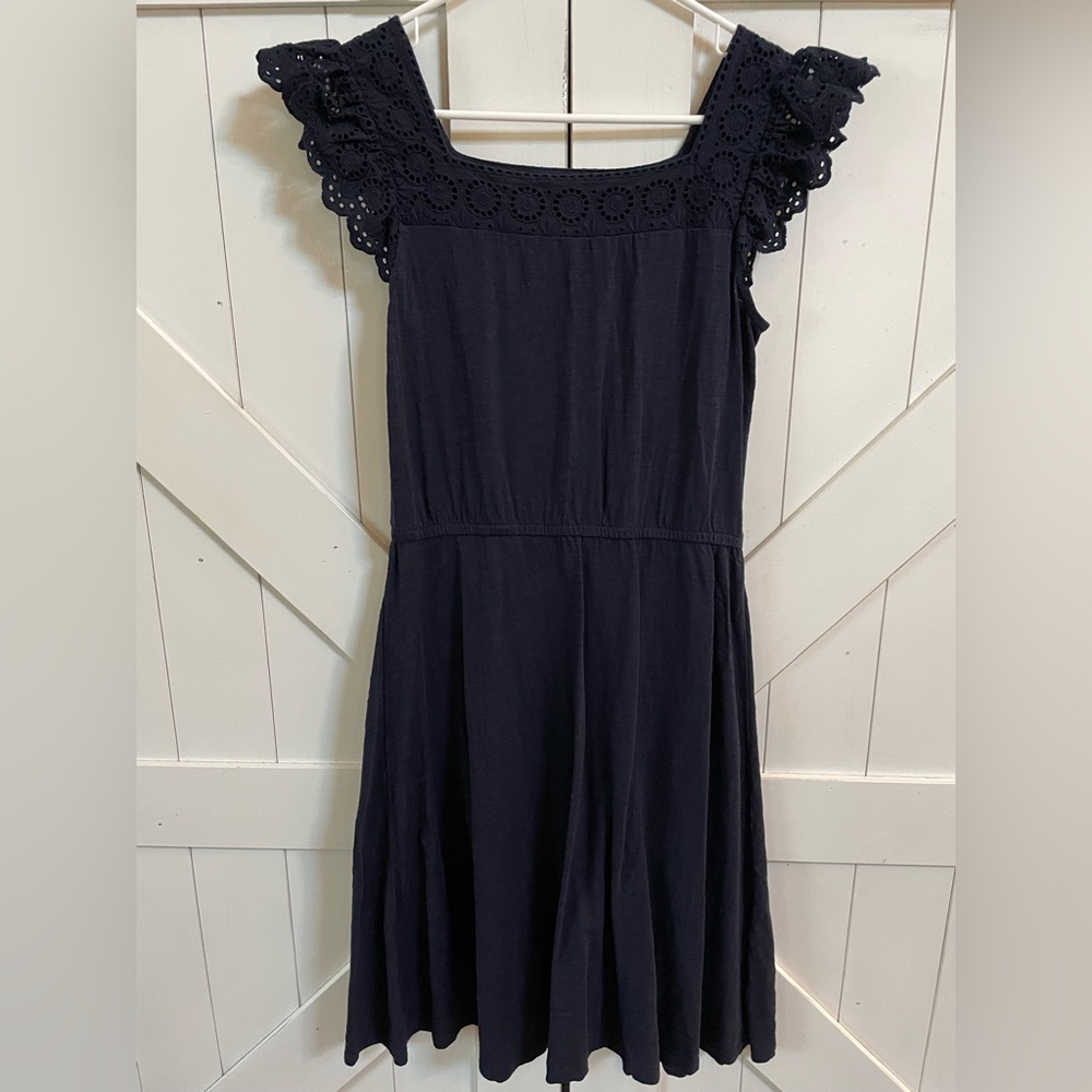 Talbots Eyelit Knit Navy Dress